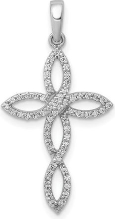 Diamond2Deal 14k White Gold 1/4 carat Diamond Cross Pendant