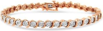 House of Brilliance 925 Sterling Silver 1/4 Cttw Diamond Miracle Plate and S Link Tennis Bracelet in Rose at Nordstrom