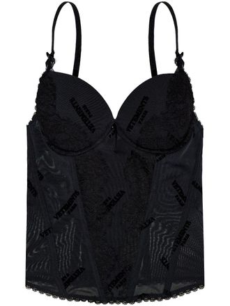 VETEMENTS logo-jacquard top - Black