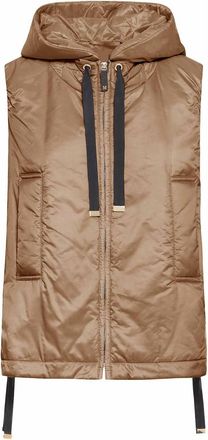 Max Mara Padded Vest With Hood In Waterproof Canvas