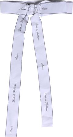 Dolce & Gabbana White Waist Ribbon Wide Bow Logo Womens Belt