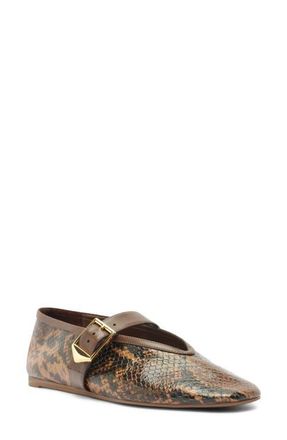 Schutz Vicki Buckle Mary Jane Flat in Pecan Brown at Nordstrom, Size 9.5