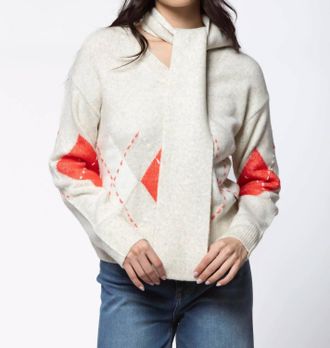 Sanctuary Argyle Scarf Sweater In Tulip/vanilla