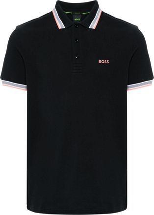 BOSS striped paddy polo shirt - men - Cotton - L - Black
