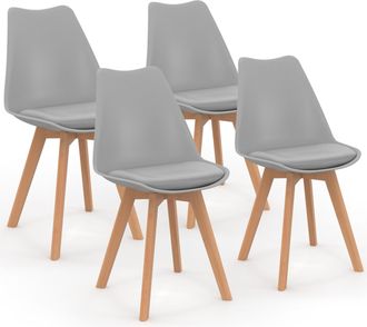 IDMarket Set Di 4 Sedie Da Pranzo Grigio Chiaro Sara