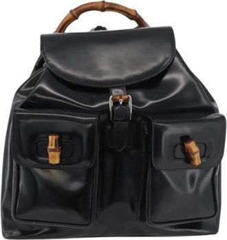 Gucci Pre-owned Backpacks, female, Black, Size: ONE SIZE Pre-owned Vintage bamboo backpack