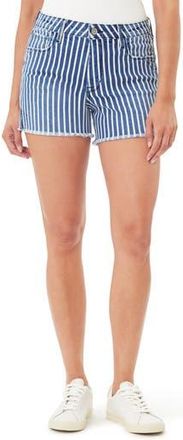 Kensie Rivet Frayed Hem Denim Shorts in Hampton Stripe Paxton at Nordstrom Rack, Size 12
