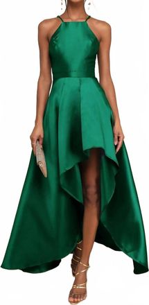 Lulus Womens Broadway Show High Low Gown In Emerald Green