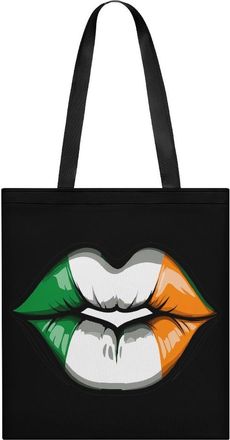 Generic St.Patricks Day Irish Flag Lips Tote Bag for Women Men Shoulder Bags Purses Pouch Handbags