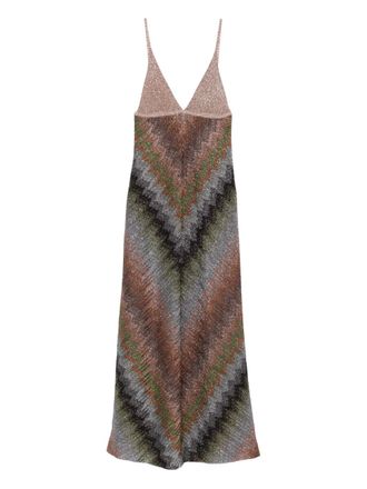 Missoni V-neck chevron maxi dress - women - Viscose/Elastane - 36 - Brown