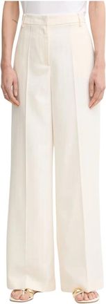 Patrizia Pepe Wijde broek - Dames - Wijde Broeken - Beige - L - Polyester - Broeken