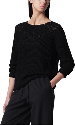 Dunst Crochet Crewneck Knit - Dames - Ronde hals truien - Zwart - S - Katoen - Truien & Vesten