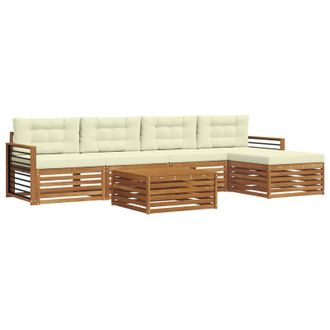 vidaXL Conjunto De Sof&aacute;s De Exterior Con Coj&iacute;n 6 Pcs Natural Y Crema Vidaxl
