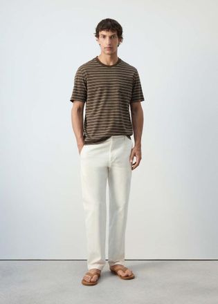 Mango Maglietta regular-fit misto cotone lino cioccolato - Uomo - XXL - MANGO MAN