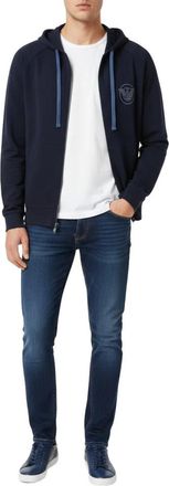 Emporio Armani Felpa con Cappuccio Zip Comfort Stretch Terry - Heren - Vesten met rits - Blauw - S - Katoen - Hoodies & sweatvesten