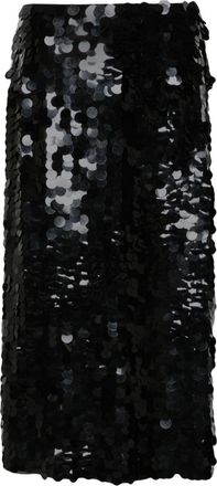 P.A.R.O.S.H. sequined midi skirt - women - Viscose/Viscose/PVC - M - Black