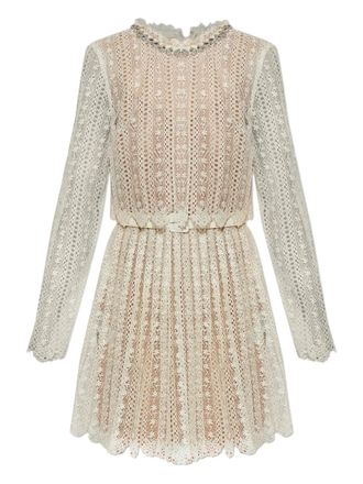 Self Portrait lace embellished maxi dress - Neutrals