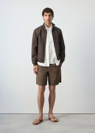 Mango Giacca dritta cotone lyocell marrone - Uomo - XXL - MANGO MAN