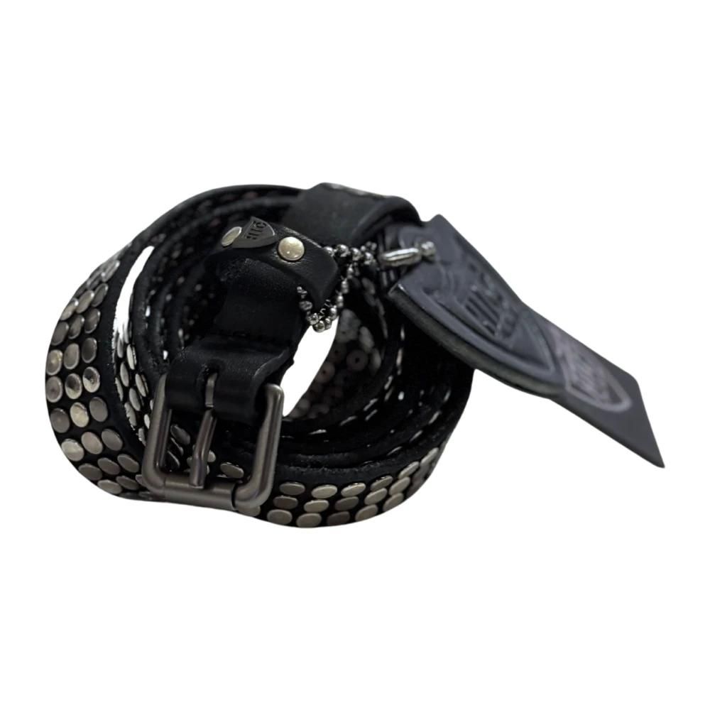 Ceinture En Cuir HTC – Strass Et Clous – Tour 104 Cm – Marron – Occasion