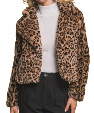 Love Tree Faux Fur Cropped Jacket In Leopard