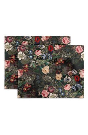 Deny Designs Dark Garden by Burcu Korkmazyürek Cotton Placemats in Black at Nordstrom, Size 2 Pack