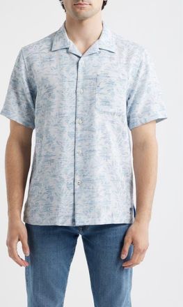 Tommy Bahama Torres Gardens Floral Jacquard Short Sleeve Button-Up Shirt in Deep Space at Nordstrom, Size Xxx-Large