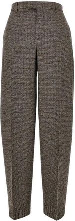 Ami Houndstooth Balloon Cut Broek - Dames - Broeken - Bruin - Maat: S Katoen
