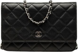Chanel Pre-owned Wallet On Chain - Dames - Vintage Schoudertas - Zwart - ONE Size - Leer - Vintage