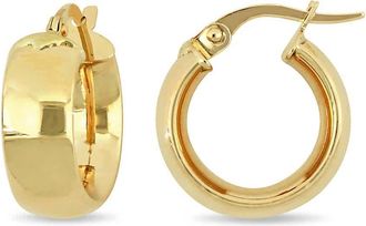 Amour 15mm Satin Finish Hoop Earrings In 10K Yellow Gold