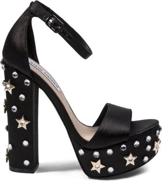 Steve Madden High Heel Sandalen - Dames - Sandalen met hakken - Zwart - 38 1/2 EU - Leer - Schoenen