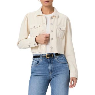 Paige Pacey Raw Hem Crop Twill Jacket in Quartz Sand at Nordstrom, Size X-Large