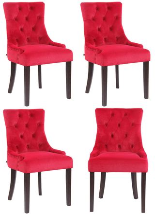 Clp Clp - Juego De 4 Sillas De Comedor Aberdeen En Terciopelo Rojo Antiguo