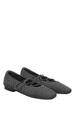 Vivaia 3 Laces Included Square-Toe Lace-Up Mary Janes in Rich Grey Cable Knit at Nordstrom, Size 8.5