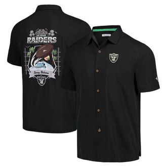 Tommy Bahama Mens Tommy Bahama Black Las Vegas Raiders Tidal Kickoff Camp Button-Up Shirt at Nordstrom, Size Small