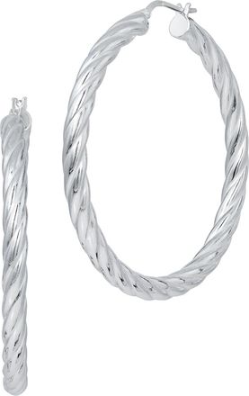 Savvy Cie Jewels ITALIAN RHODIUM PLATED OVER STERLING SILVER.925 LARGE HOOP EARRINGS