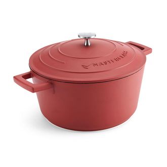 MasterClass Masterclass Cacerola Con Tapa, Mediana 4l/24 Cm, Aluminio Fundido Ligero, Apta Para Horno Y Placa De Inducci&oacute;n, Rojo