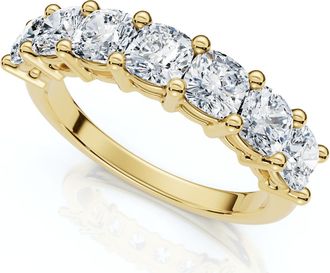 Pompeii3 1 3/8Ct Cushion Cut Seven Stone Wedding Ring 14k Gold Lab Grown