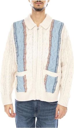 Obey Zip-front Cardigan - Heren - Vesten - Beige - S - Truien & Vesten