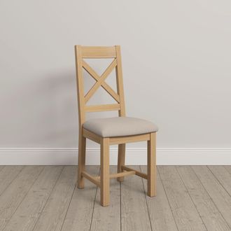 Seconique Windsor Ivory Cross Back Chair (Box of 2) in Light Oak