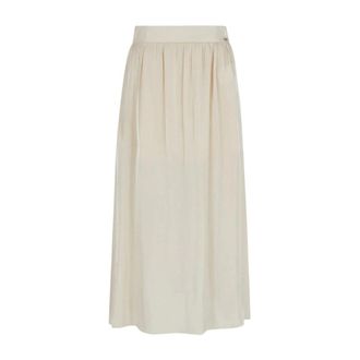 A|X Armani Exchange Elastische Midi Rok - Dames - Midirokken - Beige - M - Polyester - Rokken