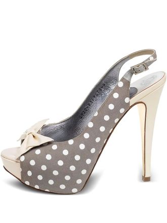 Gina pre-owned 130m polka-dot sandals - women - Leather/Leather/Patent Leather/Canvas - 37.5 - Grey