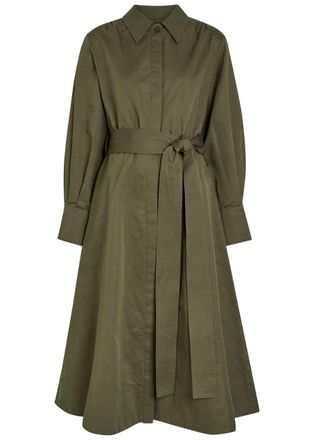 Joseph Ziane Belted Cotton -blend Midi Shirt Dress - Dark Green - 42 (UK14 / L)