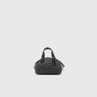 Diesel 1DR Dome- Small bowling bag in washed denim - Crossbody Bags - Unisex - Black