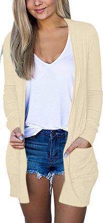 Generic Womens Lightweight Thin Cardigan Jumpers Ladies Long Sleeve Open Front Solid Color Casual Longline Waterfall Cardigans for Women UK Plus Size Knitwear