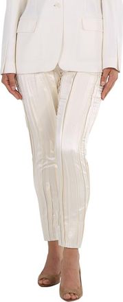 Saint Laurent White Crinkle-Effect Tailored Trousers, Brand Size 34 (US Size 2)