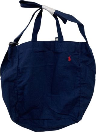 Ralph Lauren Navy Canvas Shoulder Bag Tote Bag (Pre-Owned)
