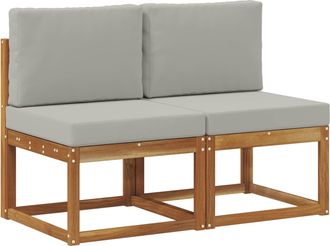 vidaXL 2 Pieza Sof&aacute; Intermedio De Exterior Madera De Acacia S&oacute;lida Vidaxl