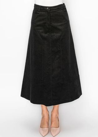 YAL New York Black Corduroy Skirt with Pockets