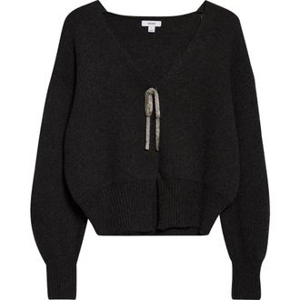 Reiss Beau Metallic Accent V-Neck Sweater in Grey at Nordstrom, Size X-Large