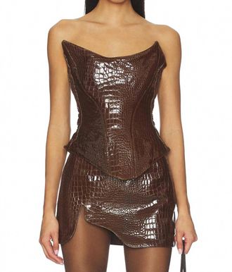 Mother of All Nemesis Leather Corset Top In Brown Croro